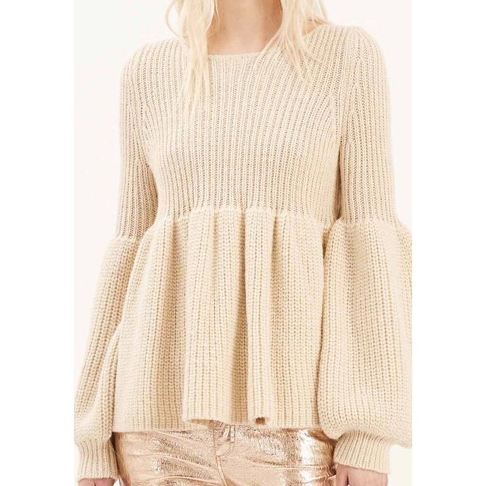 Mes Demoiselles Alpaca Blend Peplum Sweater Women’s Size 2 , Cream F49